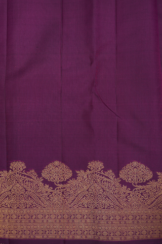 Kanchipuram Silk Saree In Plum Purple With Paisley Buttas