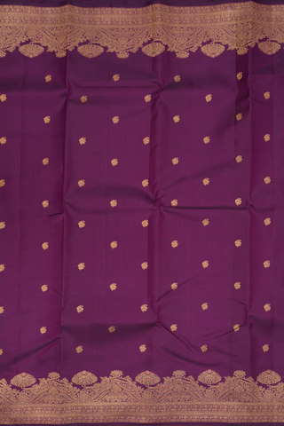 Kanchipuram Silk Saree In Plum Purple With Paisley Buttas