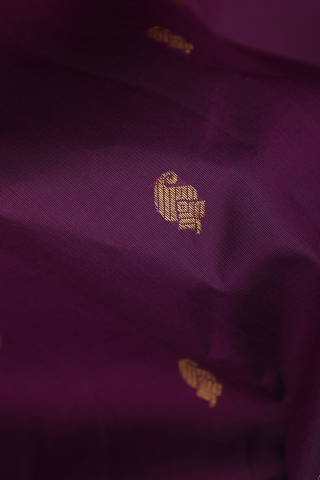 Kanchipuram Silk Saree In Plum Purple With Paisley Buttas