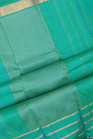 Kanchipuram Silk Saree In Blue With Peacock Chakram Border