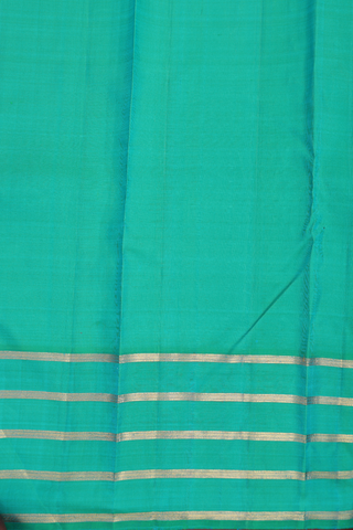 Kanchipuram Silk Saree In Blue With Peacock Chakram Border