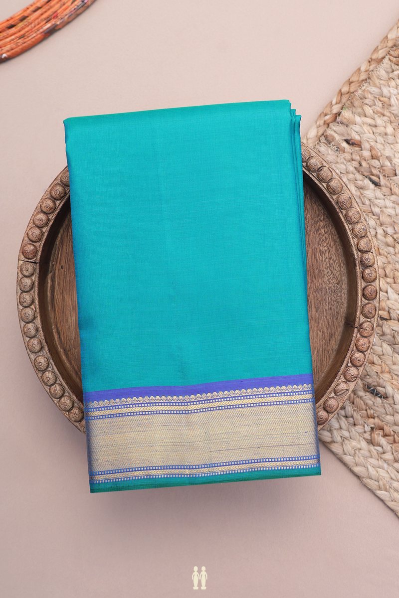 Kanchipuram Silk Saree Peacock Green With Twill Weave Border