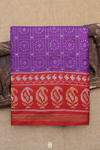 Patola Silk Saree In Grape Purple With Checks Design