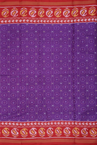 Patola Silk Saree In Grape Purple With Checks Design