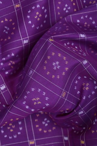 Patola Silk Saree In Grape Purple With Checks Design