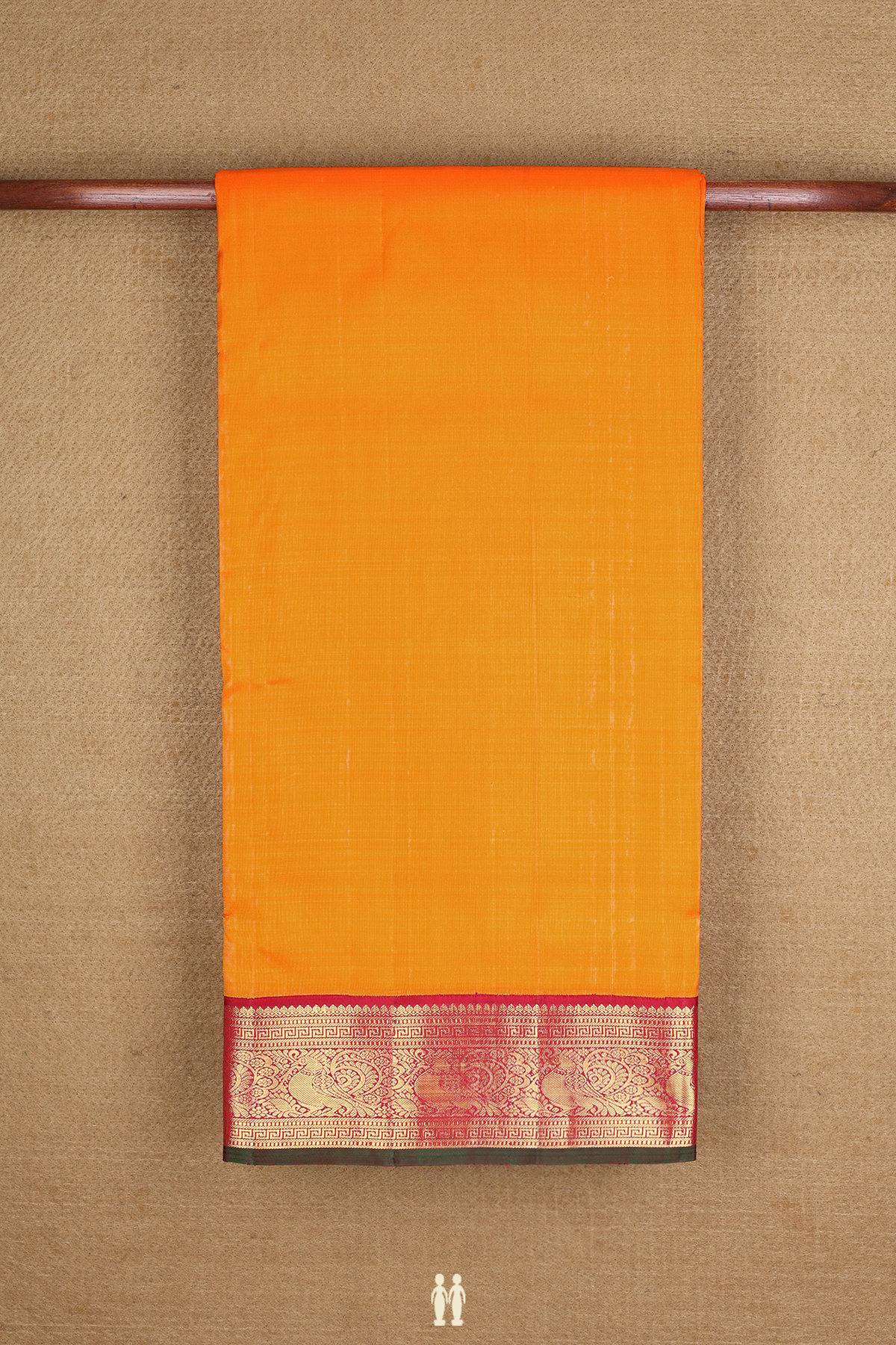 Nine Yards Silk Saree In Royal Orange With Contrast Border