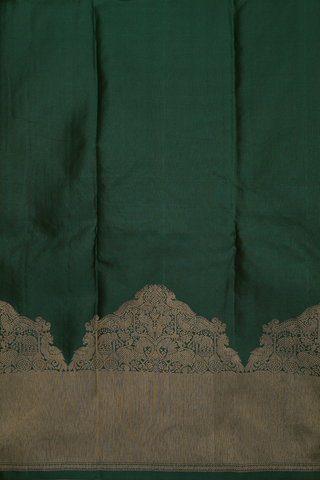 Kanchipuram Silk Saree In Dark Green With Zari Buttis