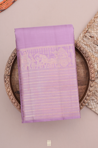 Kanchipuram Silk Saree In Lilac Purple With Floral Motifs