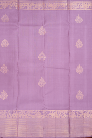 Kanchipuram Silk Saree In Lilac Purple With Floral Motifs