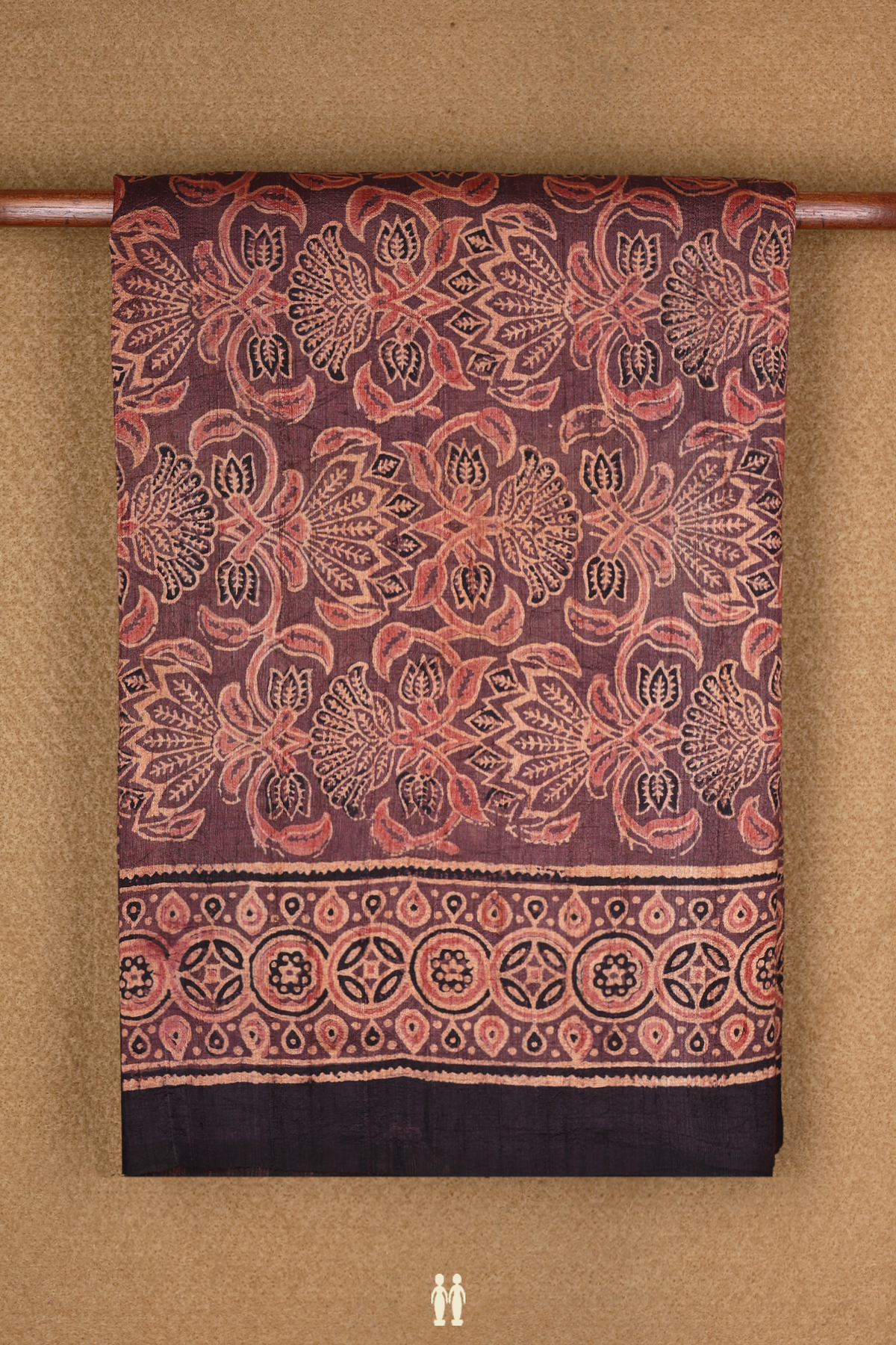 Tussar Silk Saree In Brown With Ajrakh Printed Design