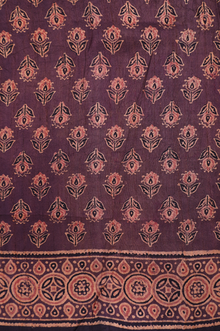 Tussar Silk Saree In Brown With Ajrakh Printed Design