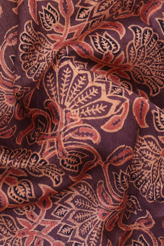 Tussar Silk Saree In Brown With Ajrakh Printed Design