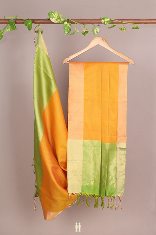 Allover Checked Design Orange Soft Silk Dupatta