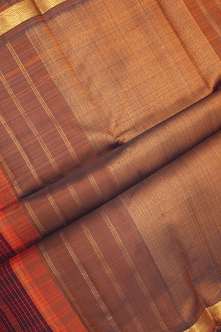 Allover Checks Design Berry Red Kanchipuram Silk Saree