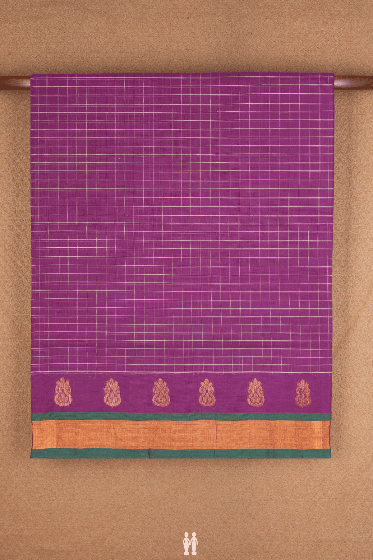 Allover Checks Design Grape Purple Venkatagiri Cotton Saree