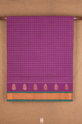 Allover Checks Design Grape Purple Venkatagiri Cotton Saree