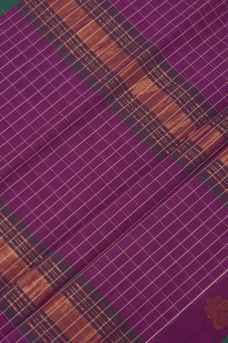 Allover Checks Design Grape Purple Venkatagiri Cotton Saree