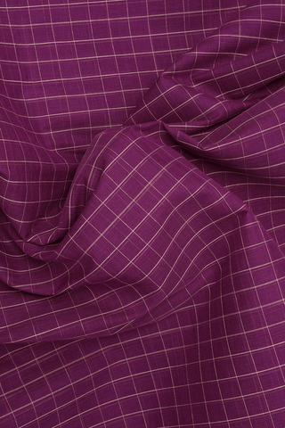 Allover Checks Design Grape Purple Venkatagiri Cotton Saree