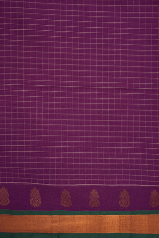 Allover Checks Design Grape Purple Venkatagiri Cotton Saree