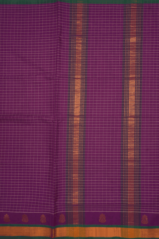 Allover Checks Design Grape Purple Venkatagiri Cotton Saree