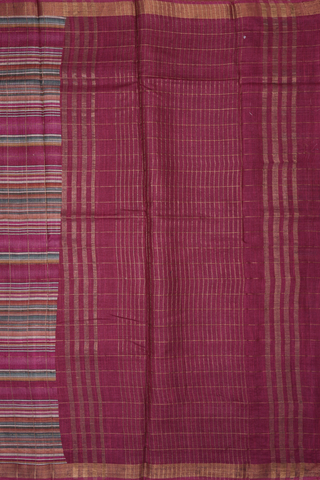 Allover Checks Design Multicolor Tussar Silk Saree