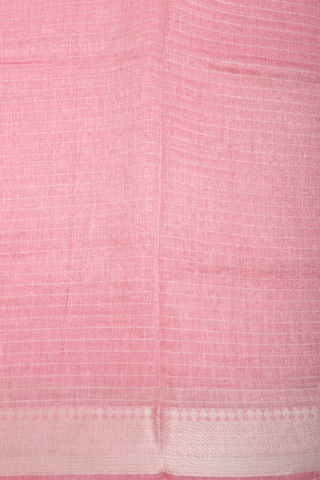 Linen Saree In Pastel Pink With Checks