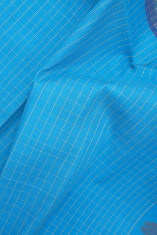 Allover Checks Design Sky Blue Venkatagiri Cotton Saree