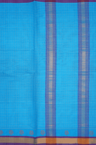 Allover Checks Design Sky Blue Venkatagiri Cotton Saree