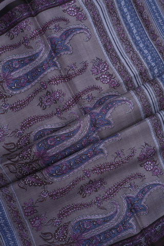 Allover Design Fossil Grey Printed Silk Saree