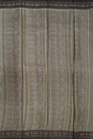 Allover Design Green Beige Printed Silk Saree