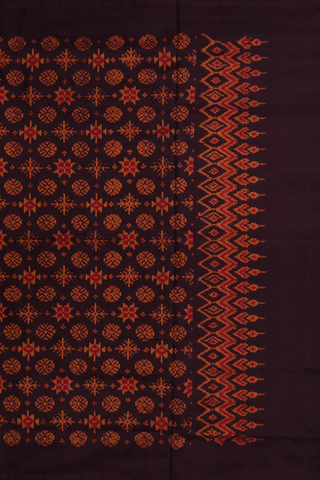 Allover Design Plum Brown Pochampally Silk Saree