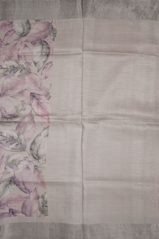 Allover Leaf Printed Beige Tussar Silk Saree