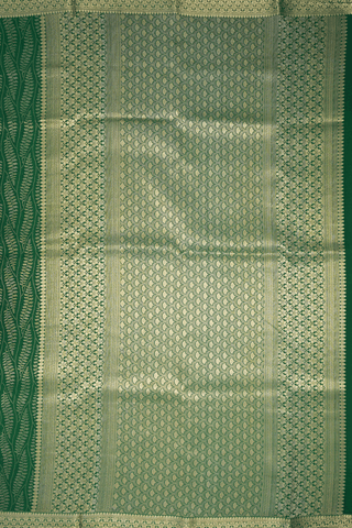 Allover Leaf Zari Design Emerald Green Mysore Silk Saree