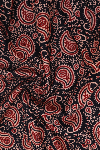 Allover Paisley Printed Black Ajrakh Cotton Skirt