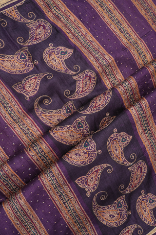 Allover Printed Design Magenta Tussar Silk Saree