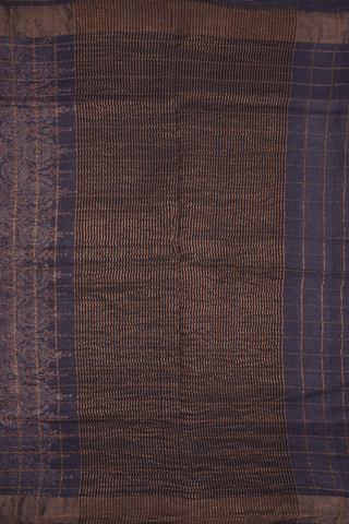 Allover Printed Design Midnight Blue Tussar Silk Saree