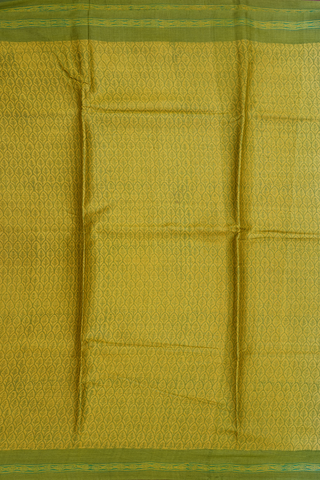 Allover Printed Design Olive Yellow Tussar Silk Saree