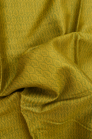 Allover Printed Design Olive Yellow Tussar Silk Saree