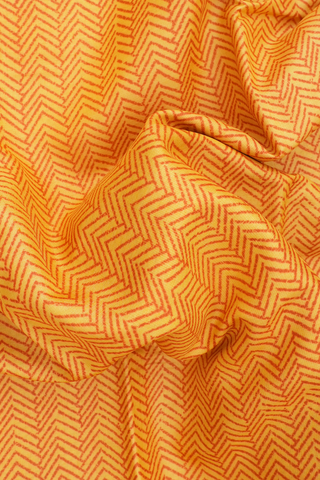 Allover Printed Design Orange Tussar Silk Saree