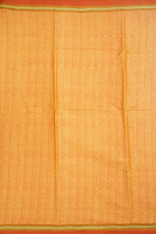 Allover Printed Design Orange Tussar Silk Saree