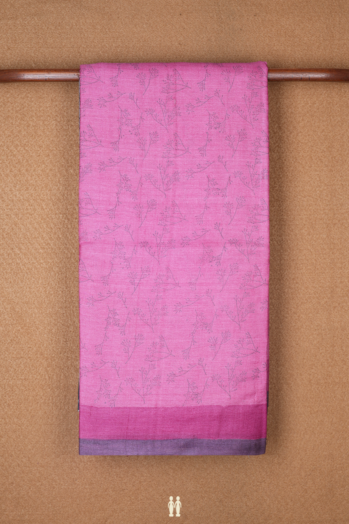 Allover Printed Design Pink Tussar Silk Saree