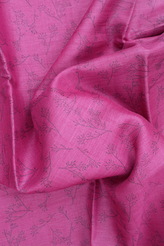 Allover Printed Design Pink Tussar Silk Saree