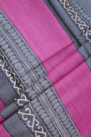 Allover Printed Design Pink Tussar Silk Saree