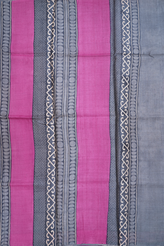 Allover Printed Design Pink Tussar Silk Saree