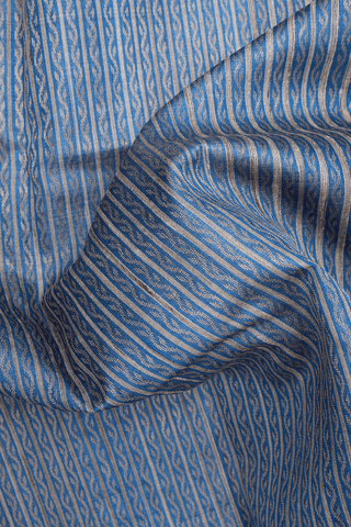 Allover Stripes Design Capri Blue Tussar Silk Saree