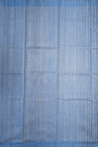 Allover Stripes Design Capri Blue Tussar Silk Saree