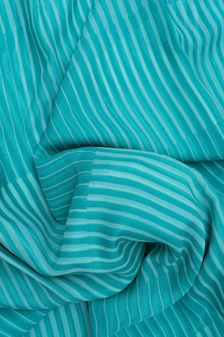 Allover Stripes Design Sea Blue Chiffon Saree