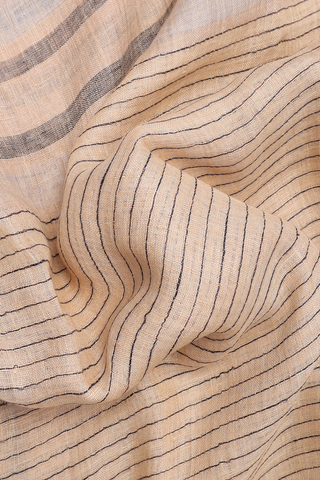 Allover Stripes Design Tan Brown Linen Saree