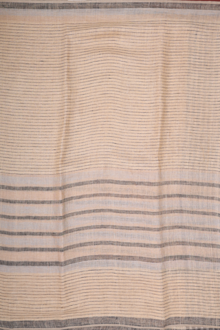 Allover Stripes Design Tan Brown Linen Saree