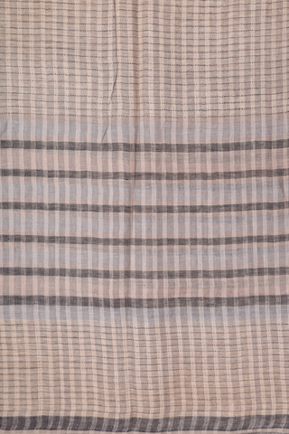 Allover Stripes Design Tan Brown Linen Saree